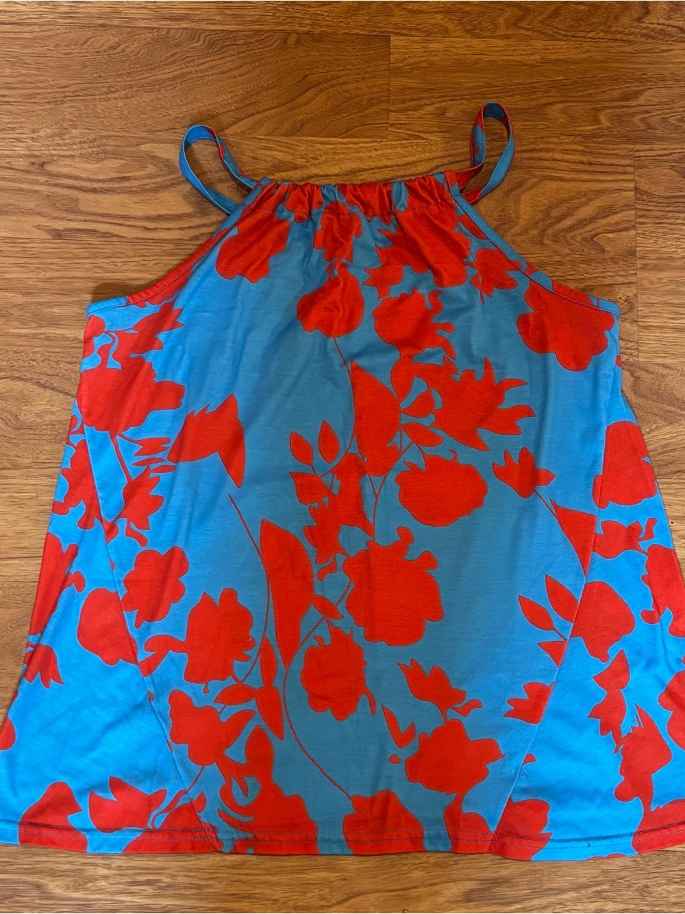 Blue & Red Floral Halter Tank Top